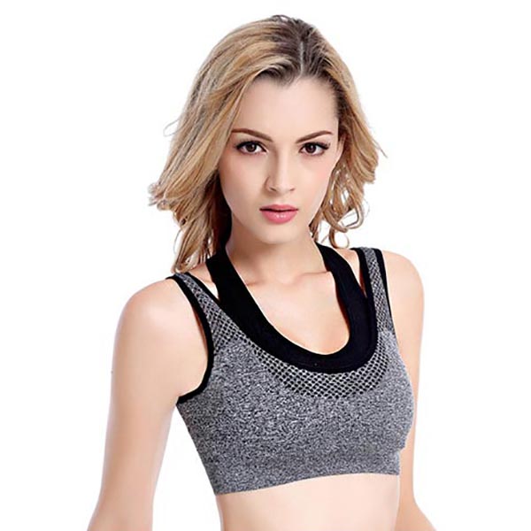 Mock 2 Pieces Sports & Training Bra, Racerback Wireless Bra 