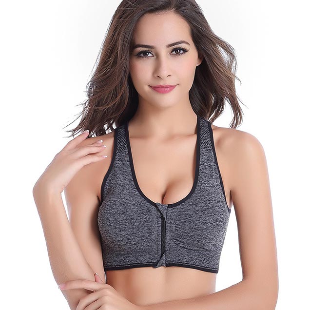 zip front support bra
